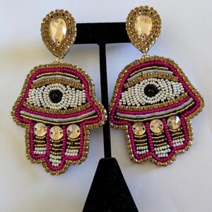 Evil eye beaded earrings